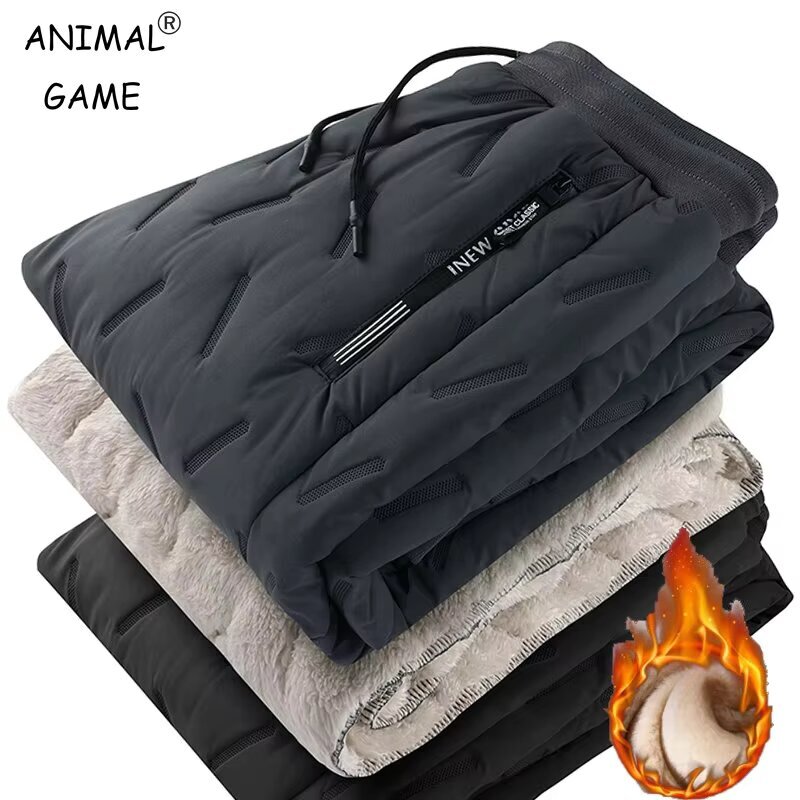 Jogger Sweatpants Men - Winter Zip Pockets Thicken Fleece Sweatpants