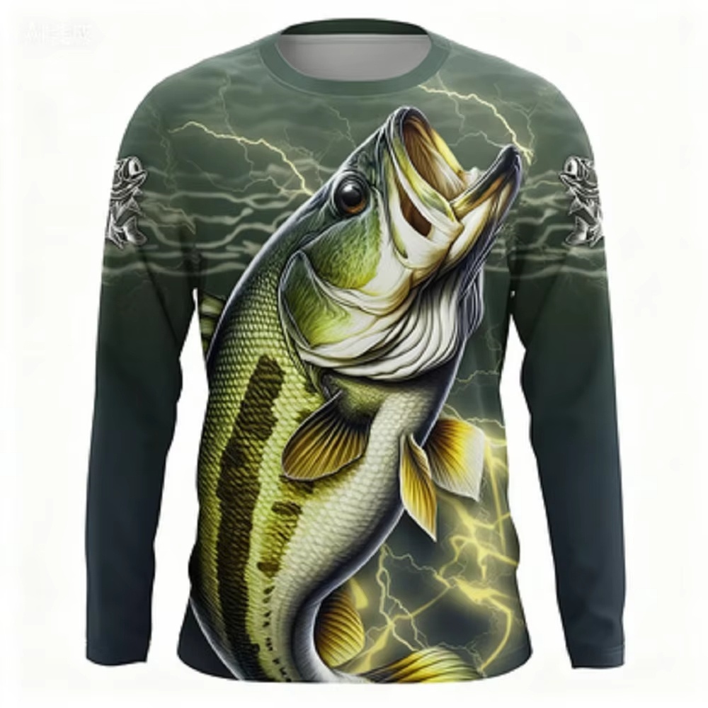 Men'S Fashion Trends 2025 - Fashionable Bass Pattern Crew Neck Long