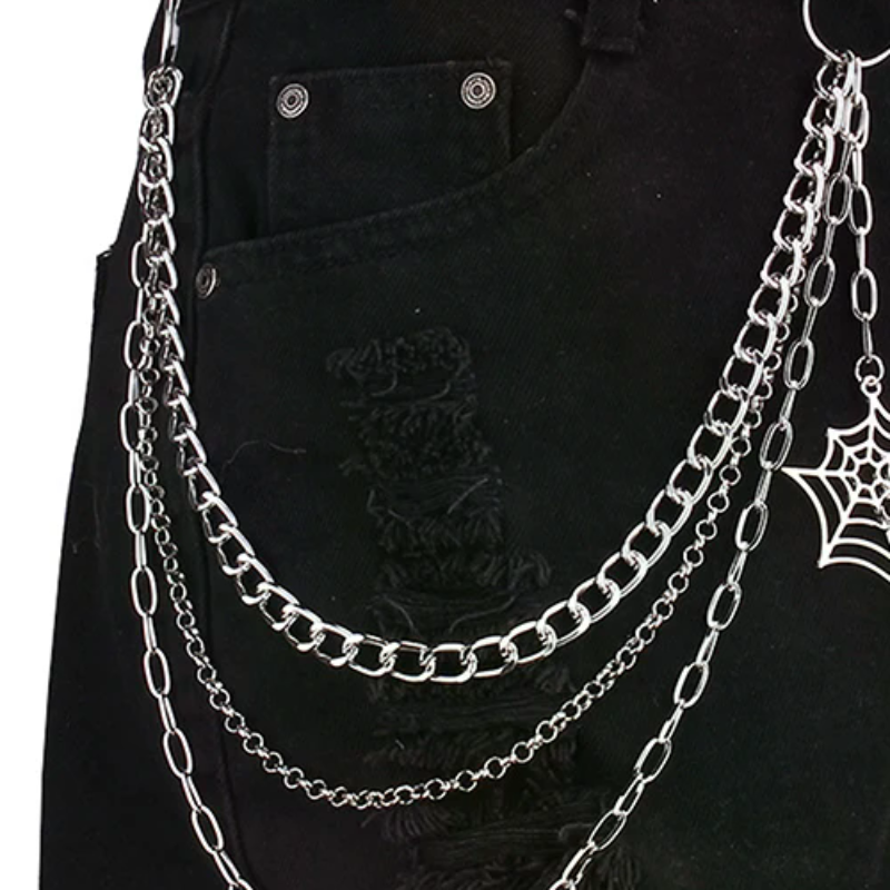Jeans Pants Fashion Men - Fashion Punk Metal Pants Chain Hip