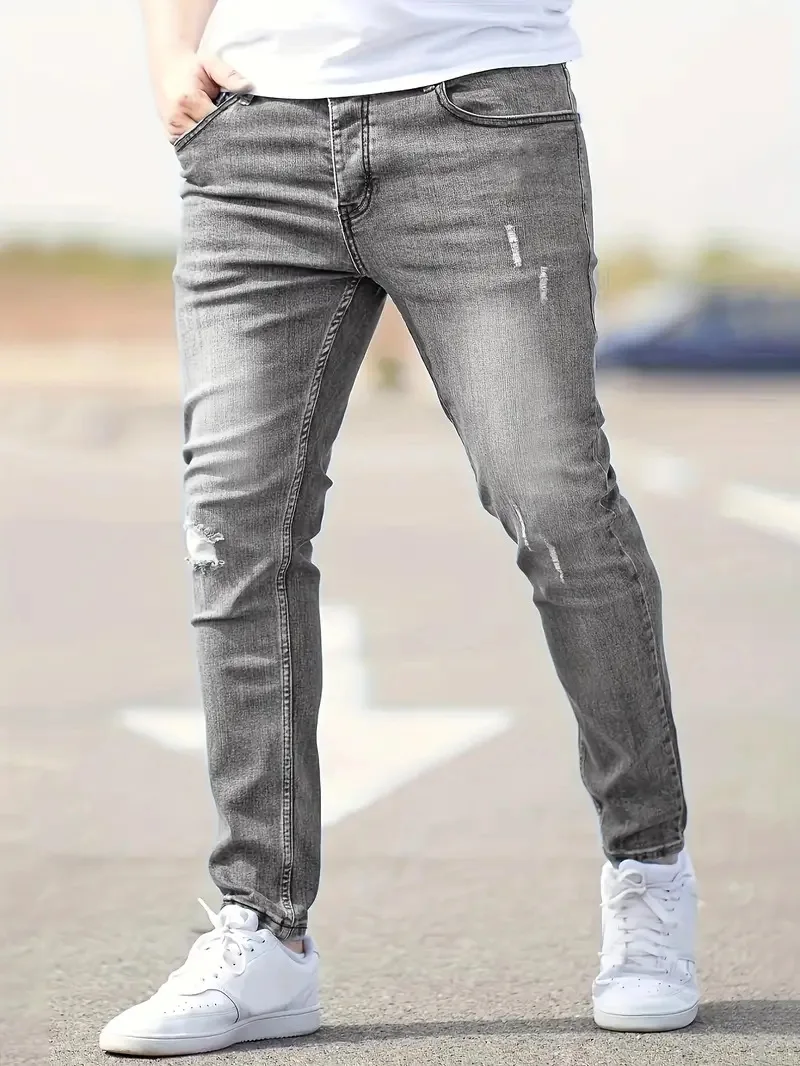 Skinny Jeans Ripped - Men's Jeans Stretch Slim Fit Trousers