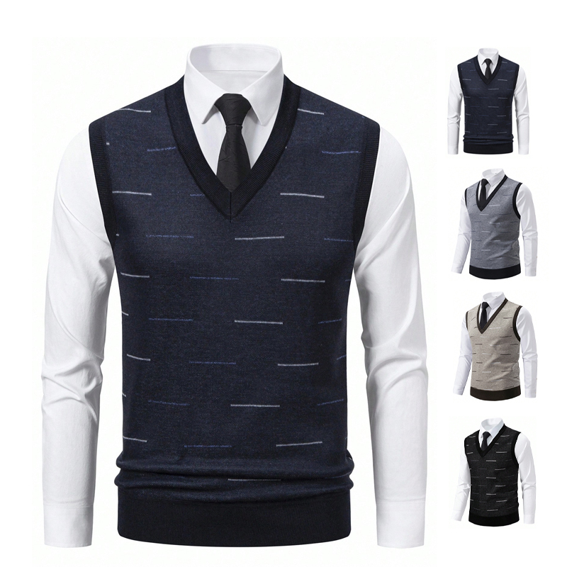 Men'S Fashion V Neck Sweater - 2026 Men's Knit Vest V-Neck Fashion