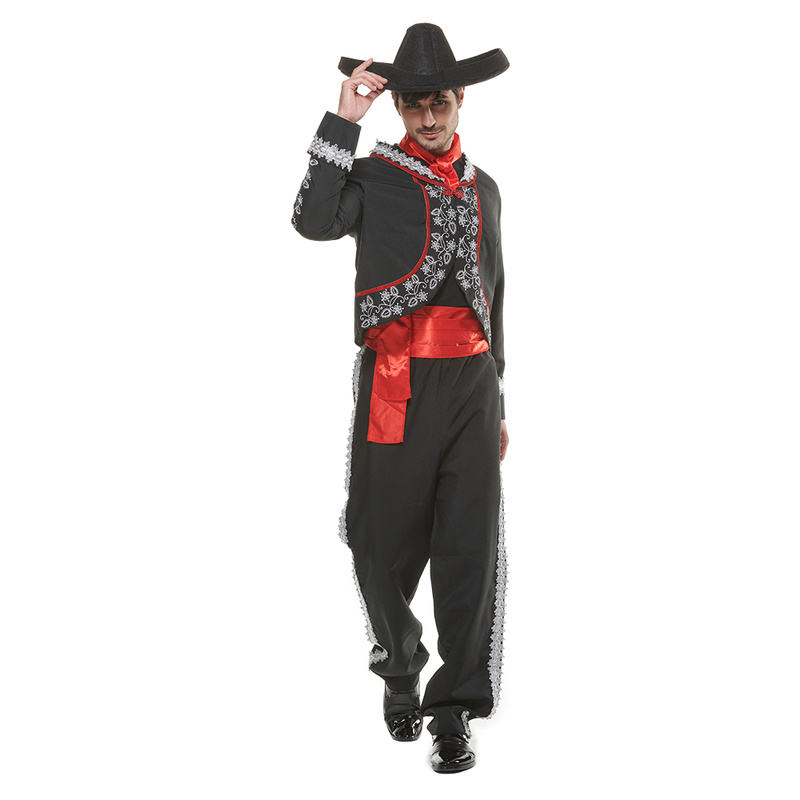 Leather Belt Braided - Men Mariachi Black Senor Halloween Costume