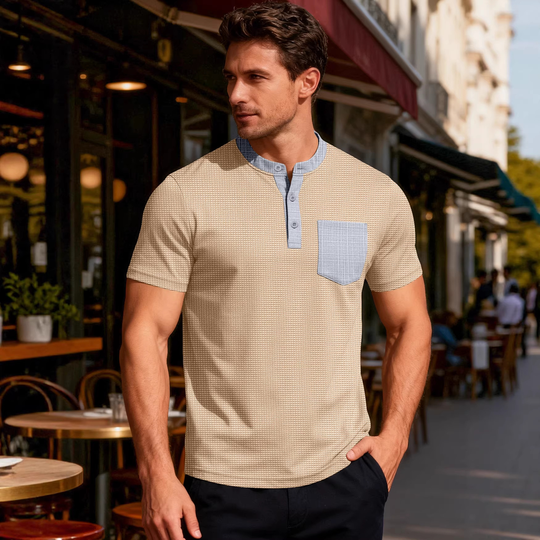 Amazon Men'S Fashion - Amazon Summer Men's Stand Collar Color-Blocked