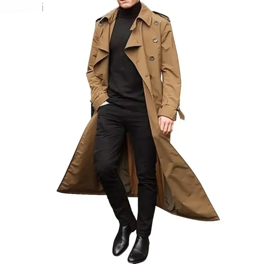 Men's Long Trench Coats Jacket - Men'S Fashion X reseña y precio