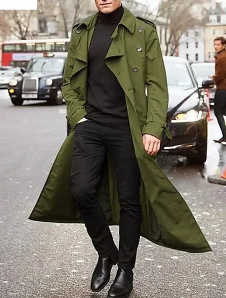 Men's Long Trench Coats Jacket - Men'S Fashion X reseña y precio