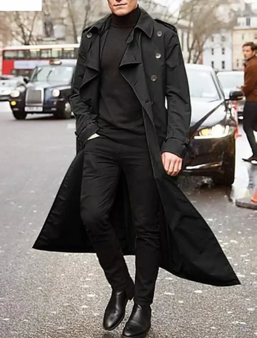 Men's Long Trench Coats Jacket - Men'S Fashion X reseña y precio