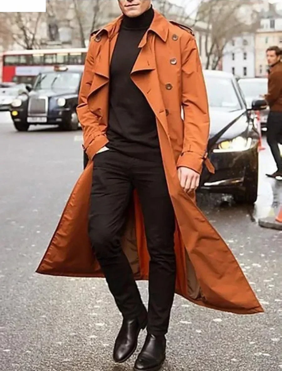 Men's Long Trench Coats Jacket - Men'S Fashion X reseña y precio