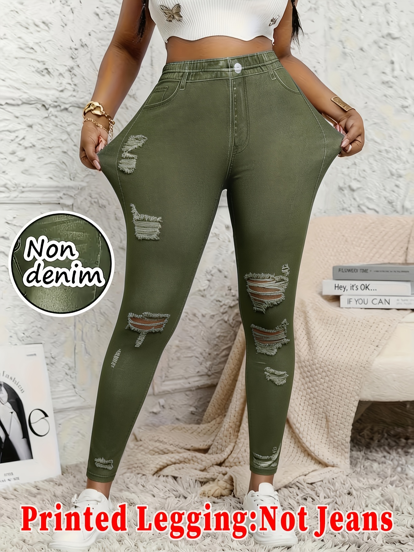 【Non-Denim】Printed leggings, n - Skinny Jeans Ripped reseña y precio