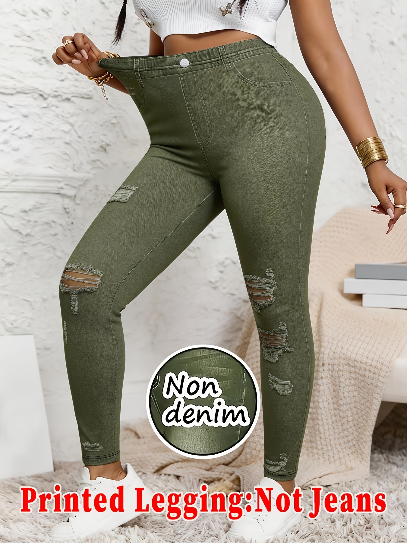 【Non-Denim】Printed leggings, n - Skinny Jeans Ripped reseña y precio