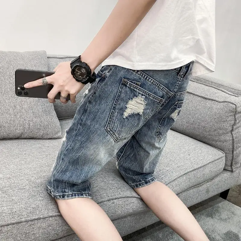 Half Ripped Baggy Loose Straig - Jeans Pants Fashion Men reseña y precio