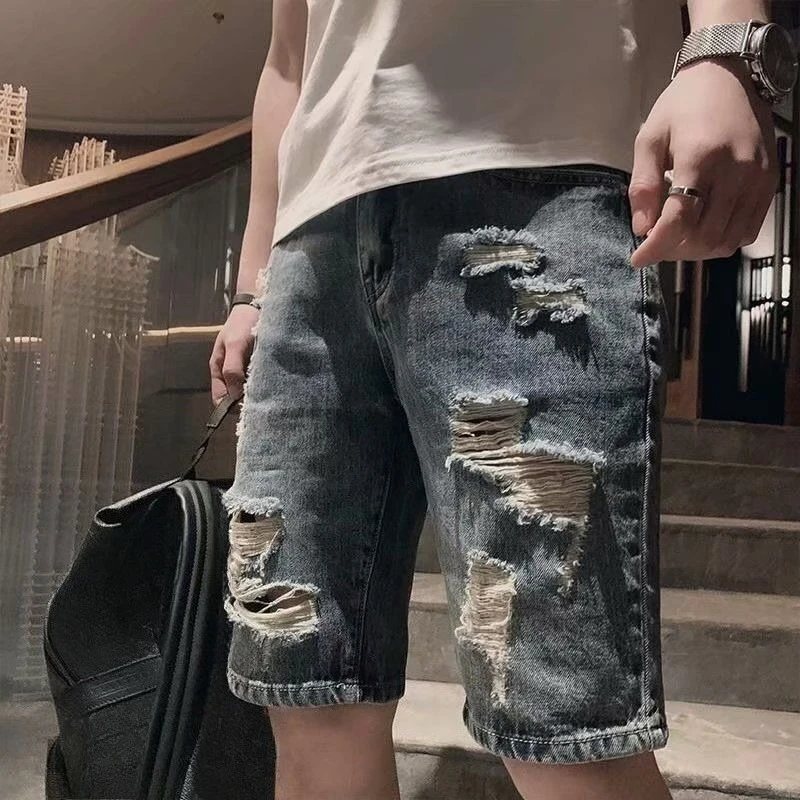 Half Ripped Baggy Loose Straig - Jeans Pants Fashion Men reseña y precio
