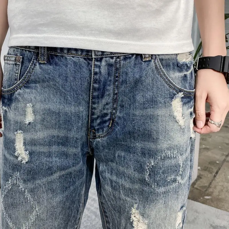 Half Ripped Baggy Loose Straig - Jeans Pants Fashion Men reseña y precio