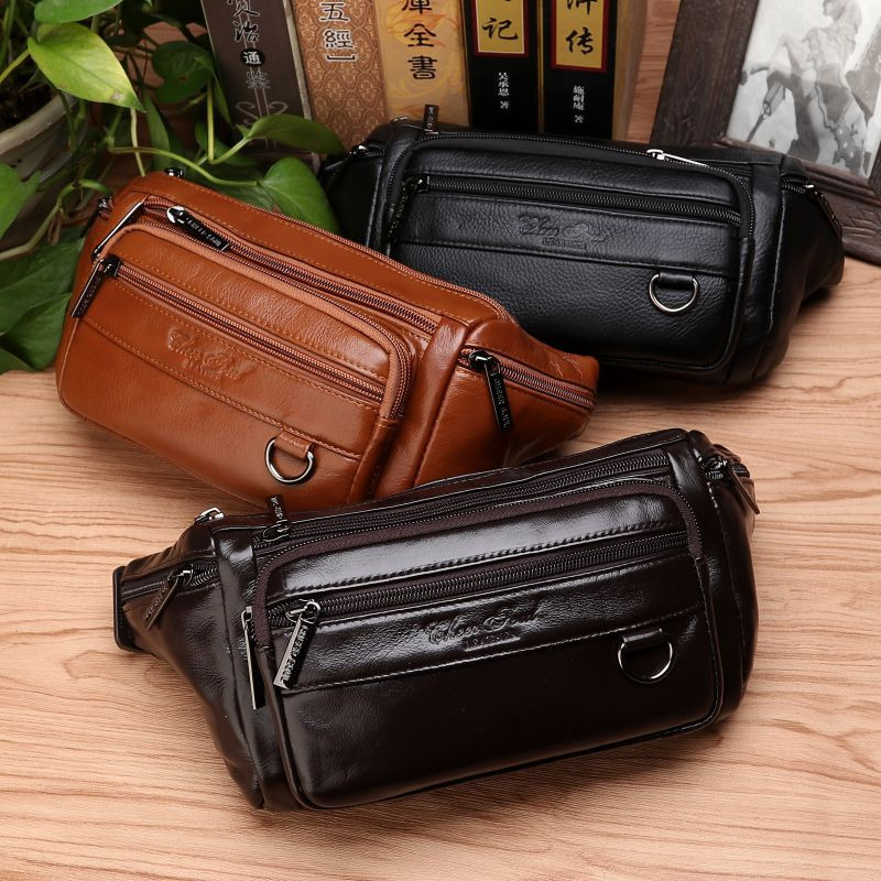 Men Waist Fanny Bags Sling Che - Leather Belt Braided reseña y precio