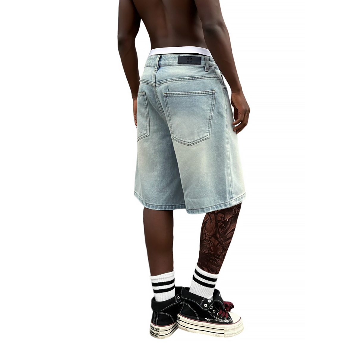 Metal Buckle Short Baggy Jeans - Jeans Pants Fashion Men reseña y precio