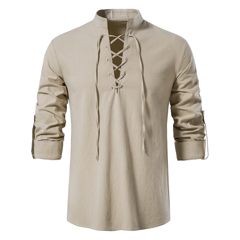 Men's Medieval Lace Up Cotton  - Mens Fashion Vintage reseña y precio