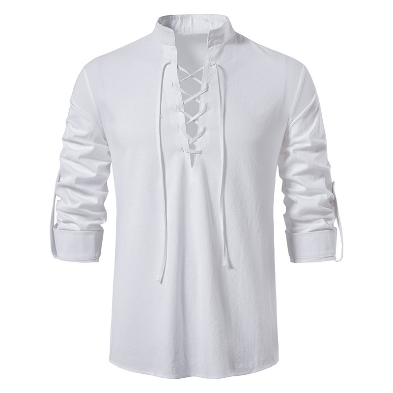 Men's Medieval Lace Up Cotton  - Mens Fashion Vintage reseña y precio