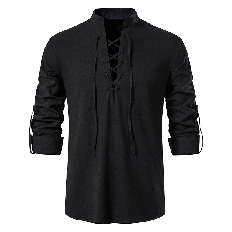 Men's Medieval Lace Up Cotton  - Mens Fashion Vintage reseña y precio
