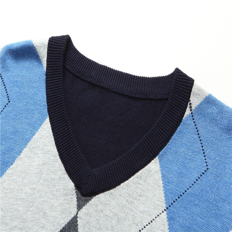 Argyle Plaid Pull Sweater Male - Men'S Fashion V Neck Sweater reseña y precio
