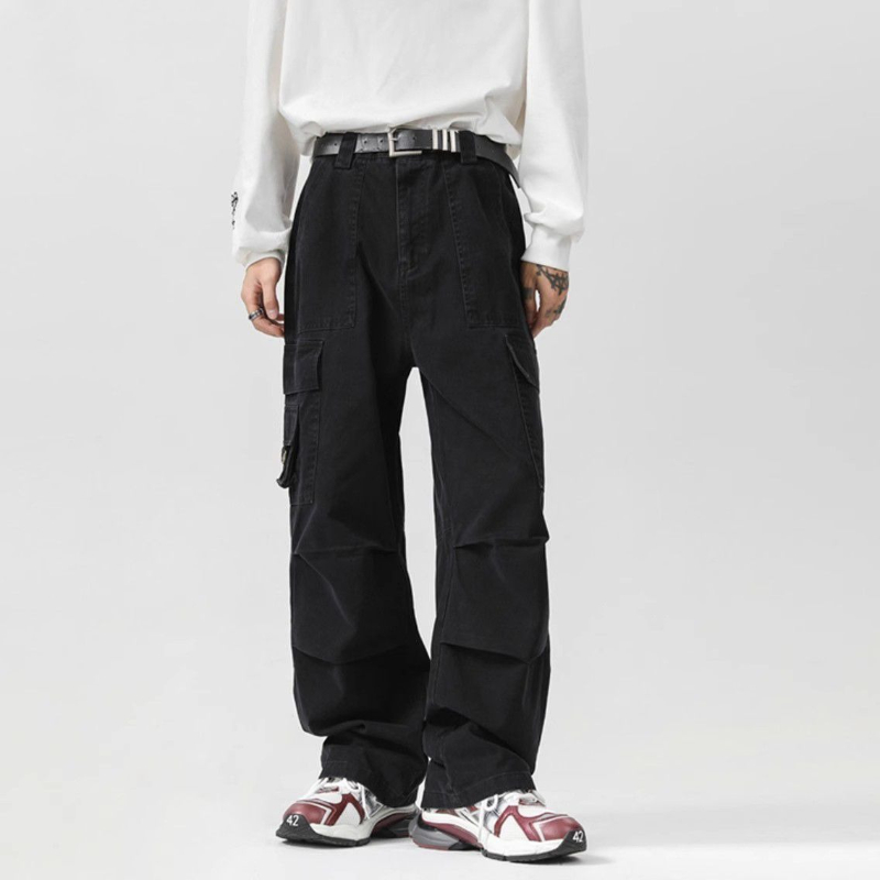 Solid Color Multipockets Baggy - Men Fashion Korean Style reseña y precio
