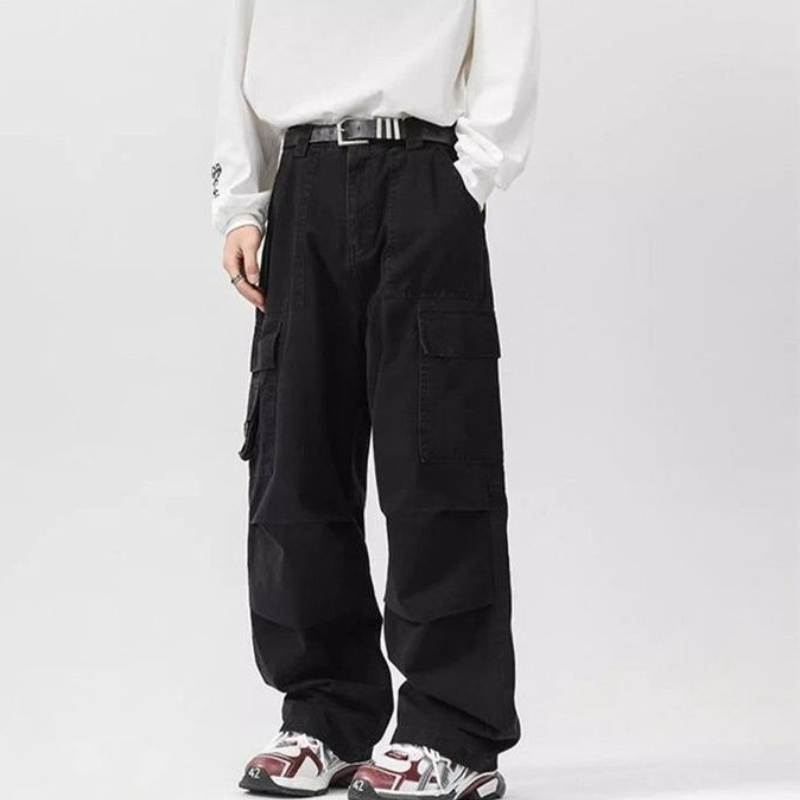 Solid Color Multipockets Baggy - Men Fashion Korean Style reseña y precio