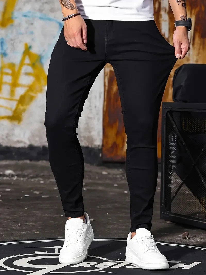 Men Jeans Skyblue Black Zipper - Skinny Jeans Ripped reseña y precio