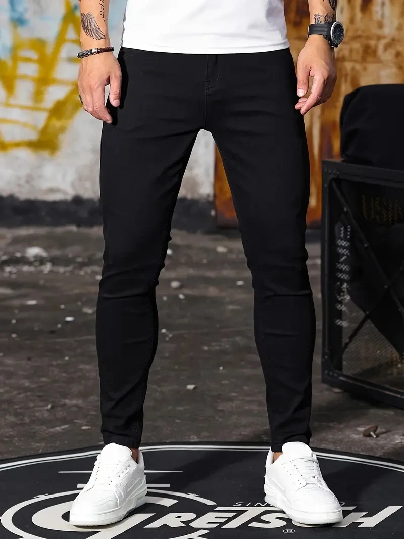 Men Jeans Skyblue Black Zipper - Skinny Jeans Ripped reseña y precio