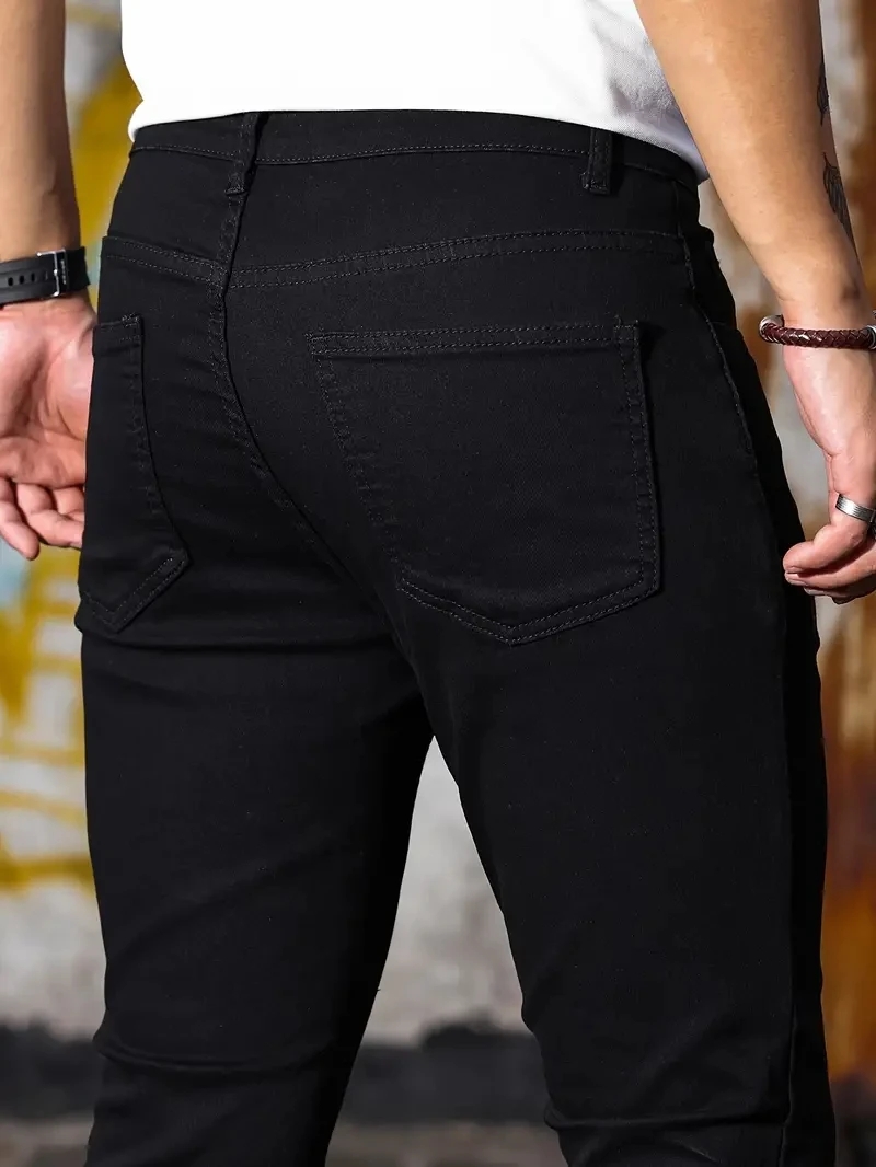 Men Jeans Skyblue Black Zipper - Skinny Jeans Ripped reseña y precio