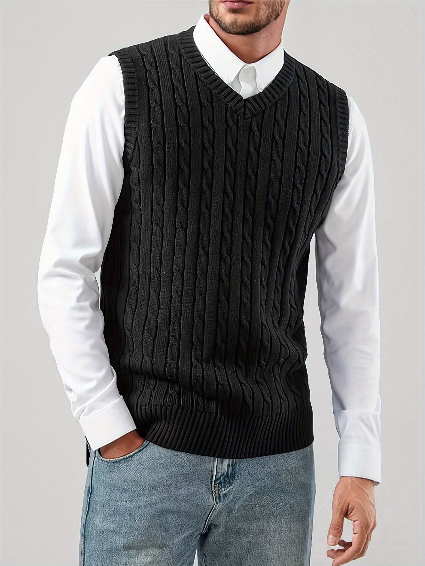 Men's Casual Fashion Cable Kni - Men'S Fashion V Neck Sweater reseña y precio