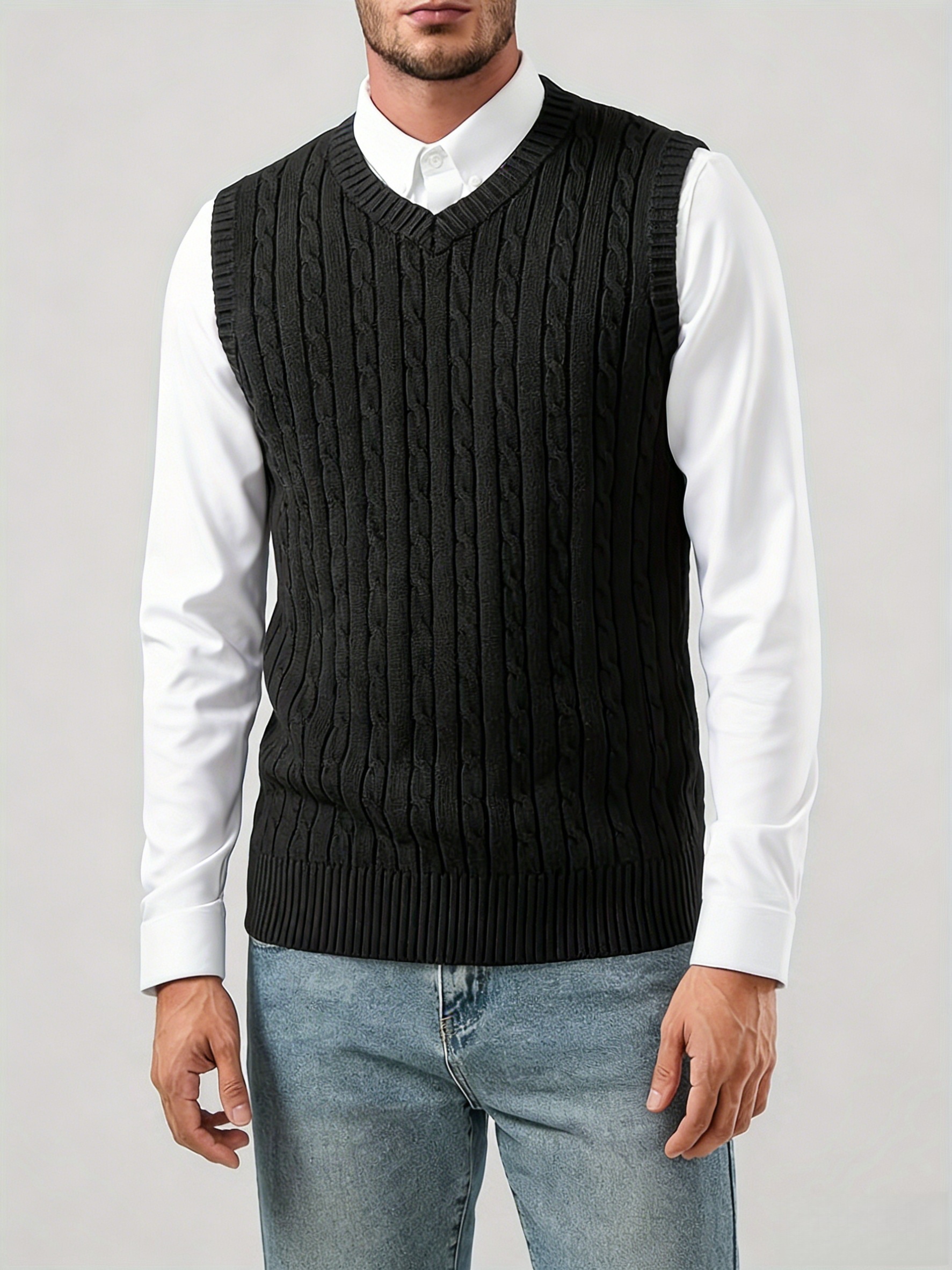 Men's Casual Fashion Cable Kni - Men'S Fashion V Neck Sweater reseña y precio