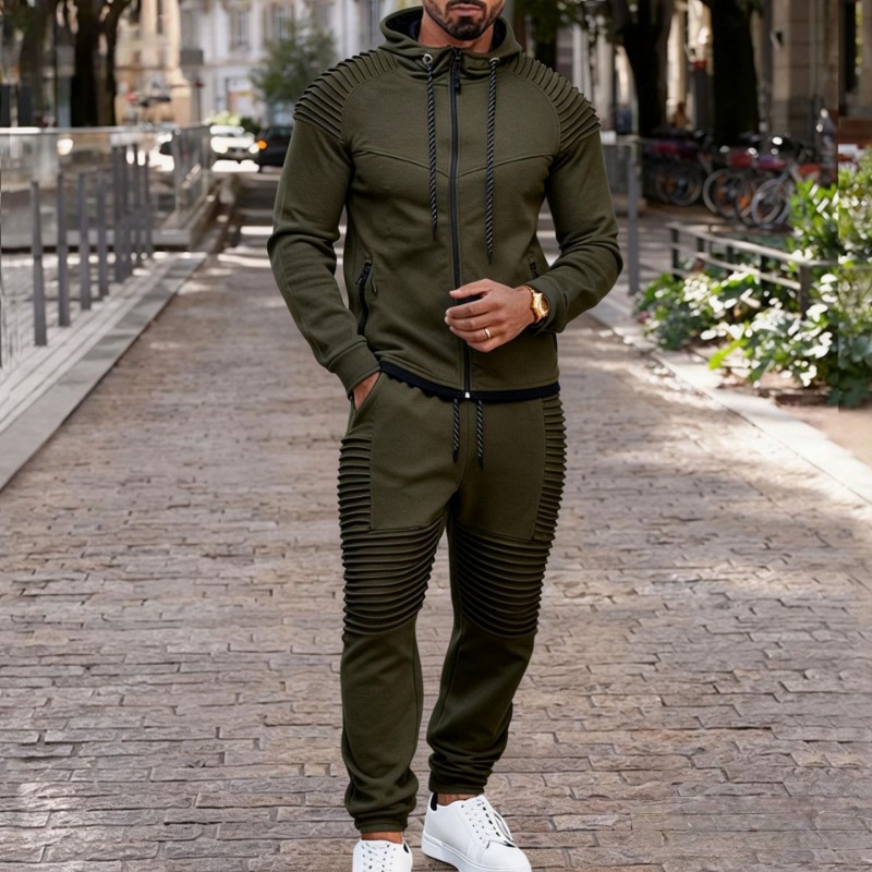 Men's Pleated Detail Full Zip  - Jogger Sweatpants Men reseña y precio