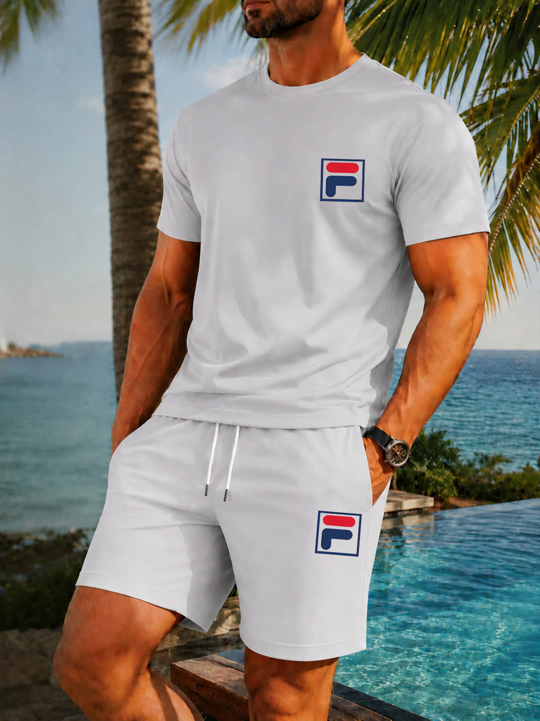 Men's Printed Two-piece Set, C - Men'S Fashion Trends 2025 reseña y precio