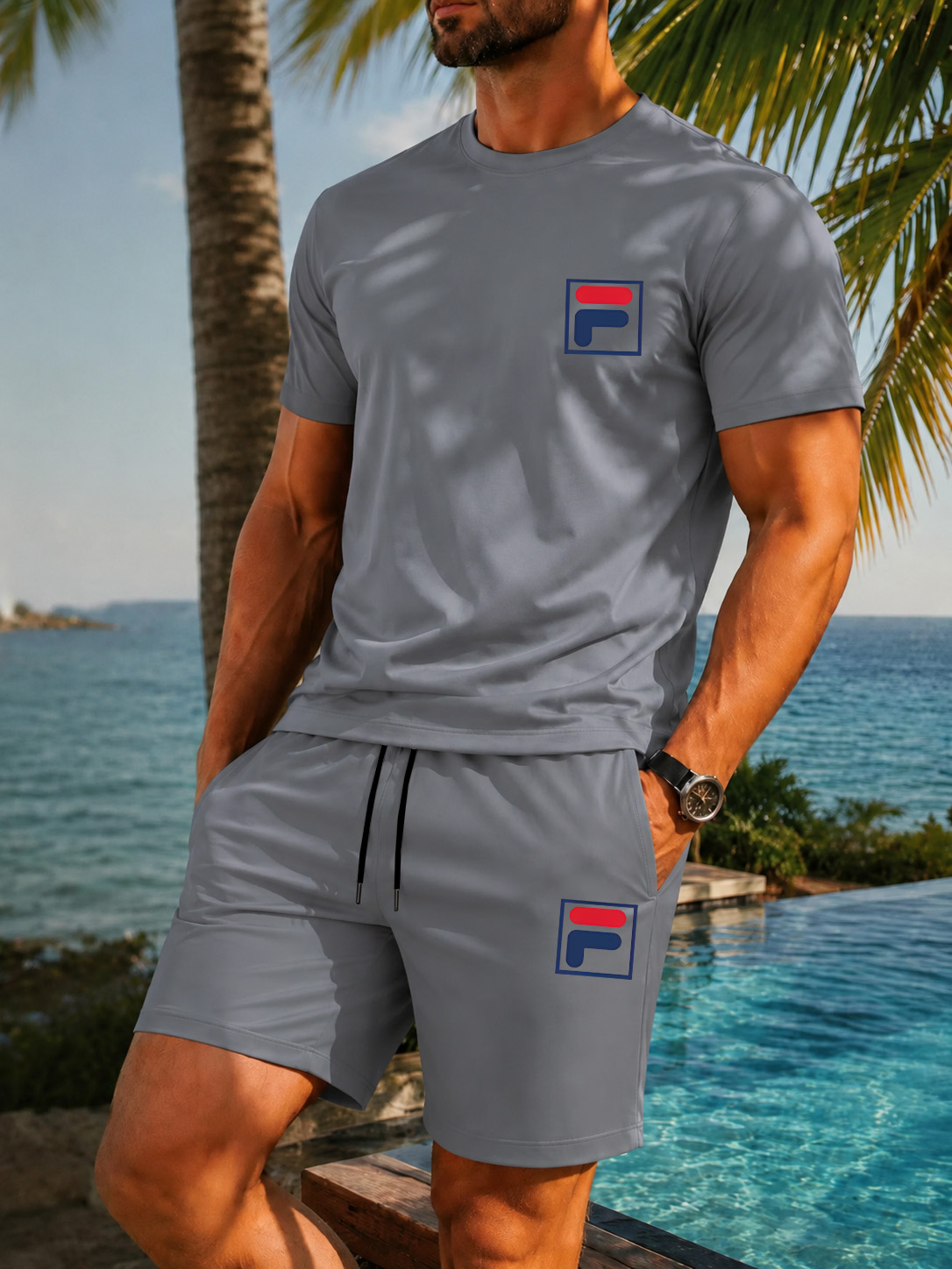 Men's Printed Two-piece Set, C - Men'S Fashion Trends 2025 reseña y precio