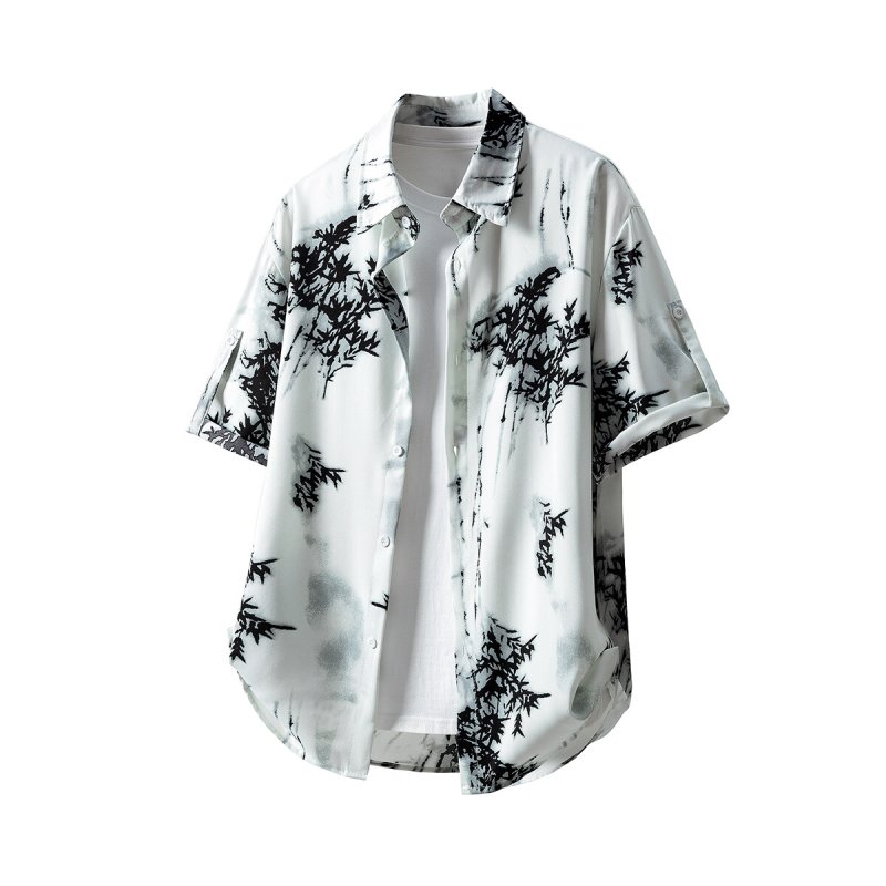Fashionable Short Sleeve Shirt - Men Fashion Korean Style reseña y precio