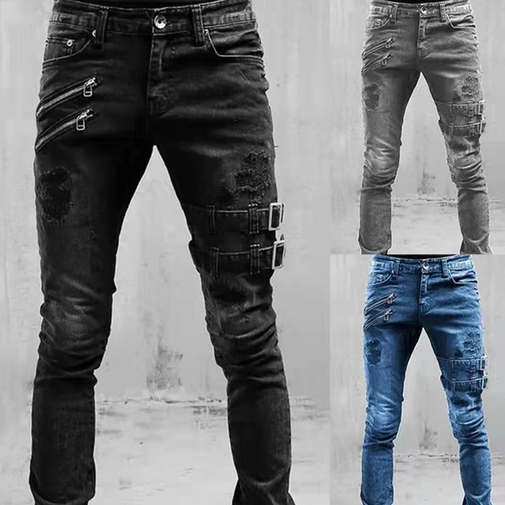 Retro Moto Biker Straight Elas - Skinny Jeans Ripped reseña y precio