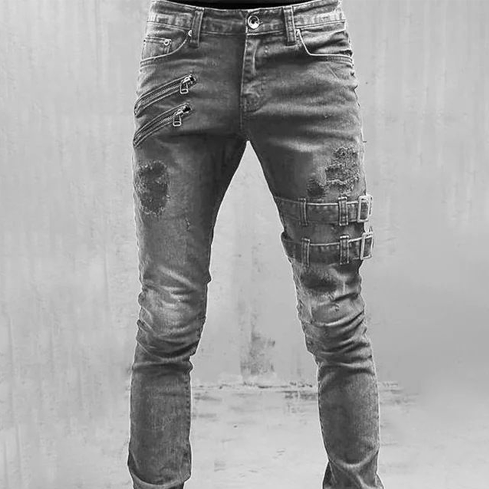 Retro Moto Biker Straight Elas - Skinny Jeans Ripped reseña y precio